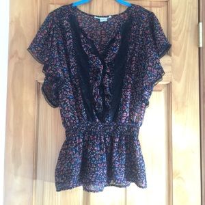 Nordstrom flutter sleeve floral blouse