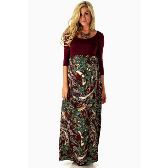 Pink Blush Burgundy Maternity Dress