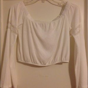 L.A Hearts Crop Top w/ lace detail & bell sleeves
