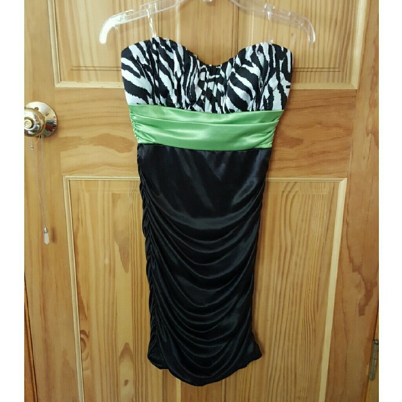 Zebra and Green cocktail/Prom dress