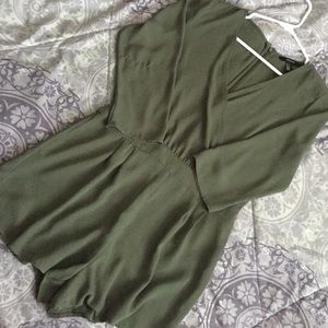 Forever 21 Olive quarter sleeve romper.