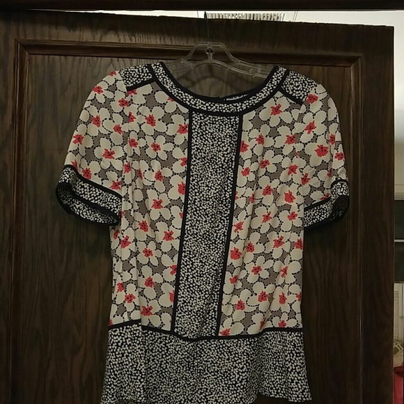 Boden top - trim is navy. Pattern is Cream, navy,