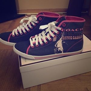 Coach navy and pink sneakers