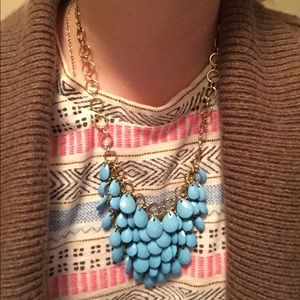 Blue and gold statement necklace