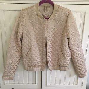 Embroidered Satin Bomber Jacket