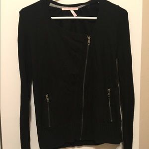 Asymmetric black moto sweater