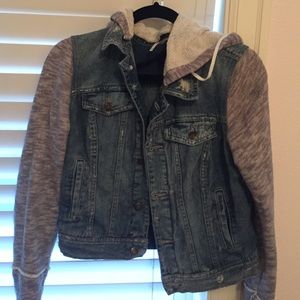 Free people jean jacket/hoodie
