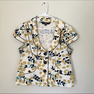 Floral short cap sleeved blazer