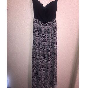 Lace & tribal print long maxi dress