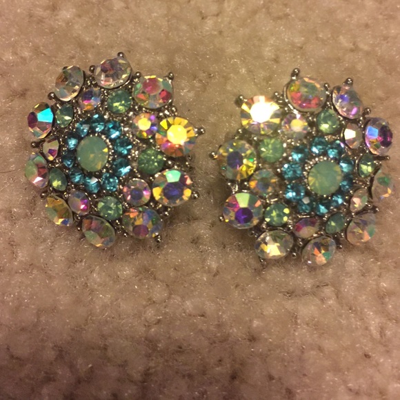 Iridescent clip on earrings - Picture 3 of 4