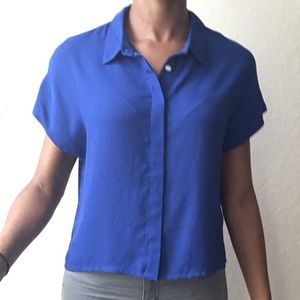 Royal blue chiffon cropped  top