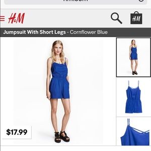 H&M Blue Romper w/ Criss Cross Back