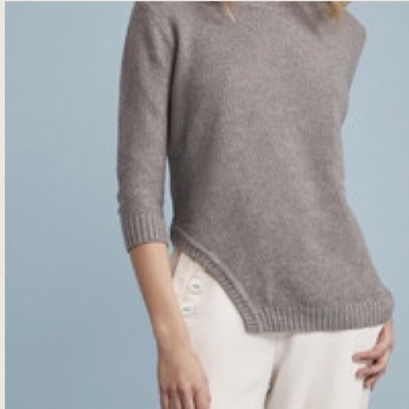 FINDERS || Gray Knit Long Sleeve Side Slit Sweater - Picture 3 of 4