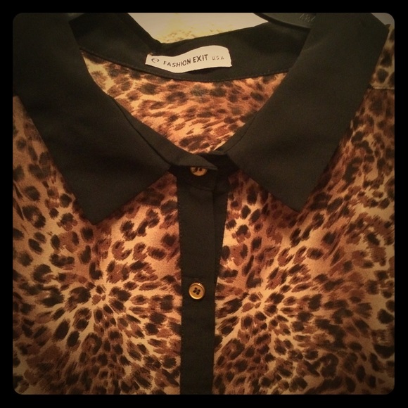 Cheetah print button up blouse