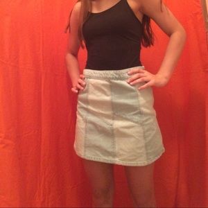 Patchwork denim skirt