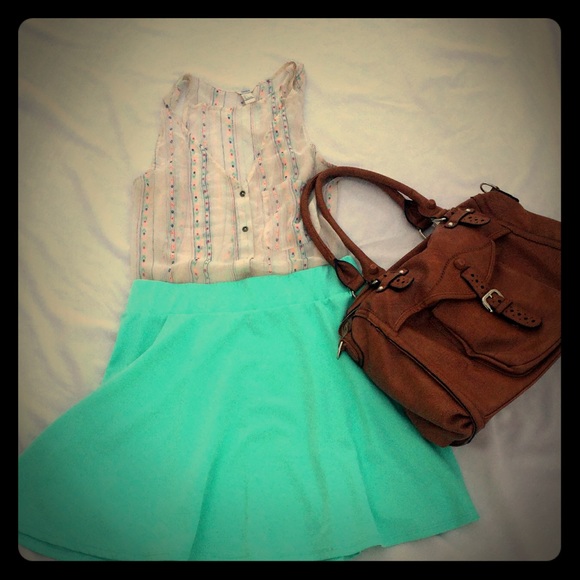 🔴Sold🔴 Bright Teal Skater Skirt