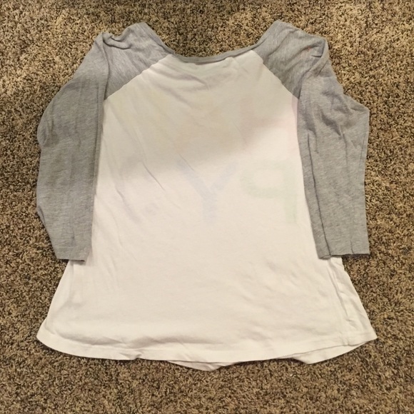 "Happy:)" graphic tee 3/4 length sleeves - Picture 2 of 3