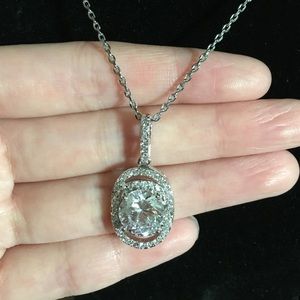 18k white gold over 925 silver crystal necklace