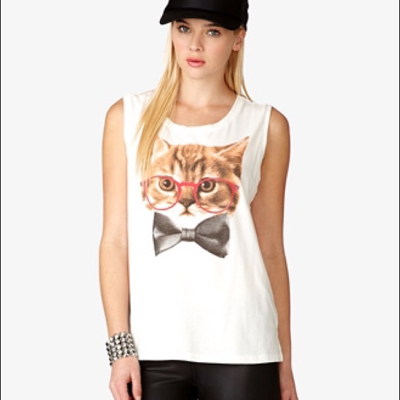 Glasses Cat muscle tee