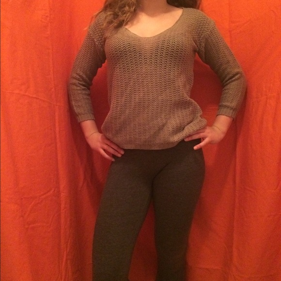 Brown stitched sweater with embroidered band