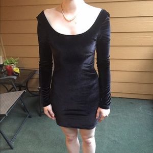 Black velvet mini dress