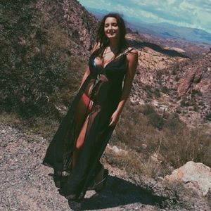 Sheer black maxi overthrow