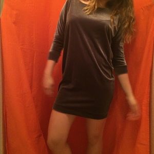 Grey Velvet dress with forearm cuffs