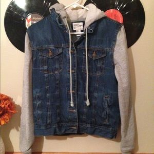 Denim vest/hoodie combo piece