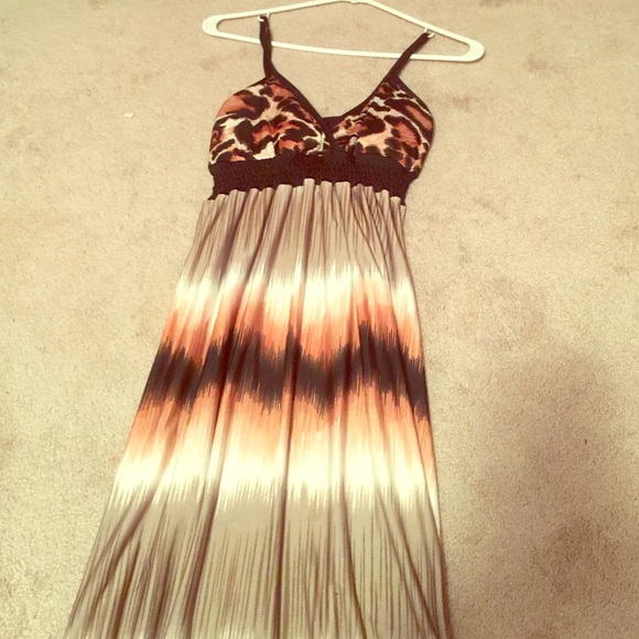 Cheetah/Striped Ankle-Length Sundress