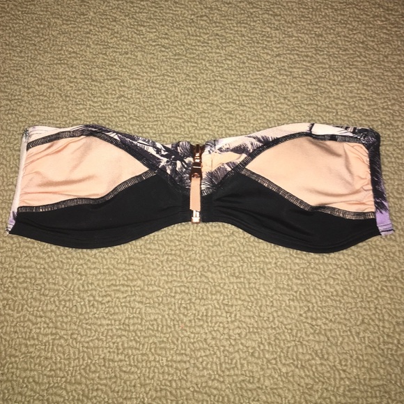 Peach & Tropical bandeau bikini