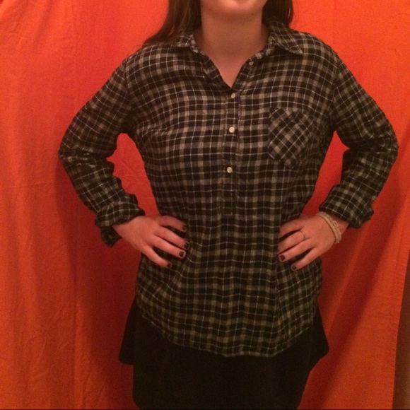 Plaid flannel with a partial button down