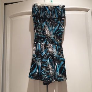 Blue,white And black romper