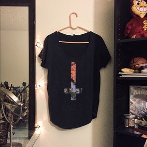 Upside down cross obey tee