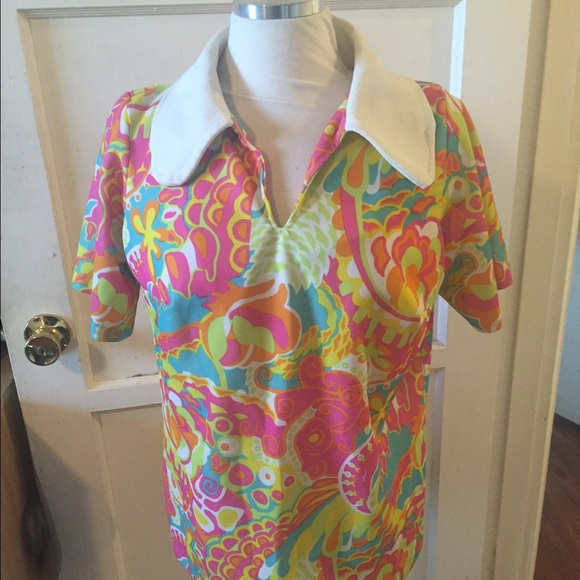 Vintage 70s large collar colorful shirt