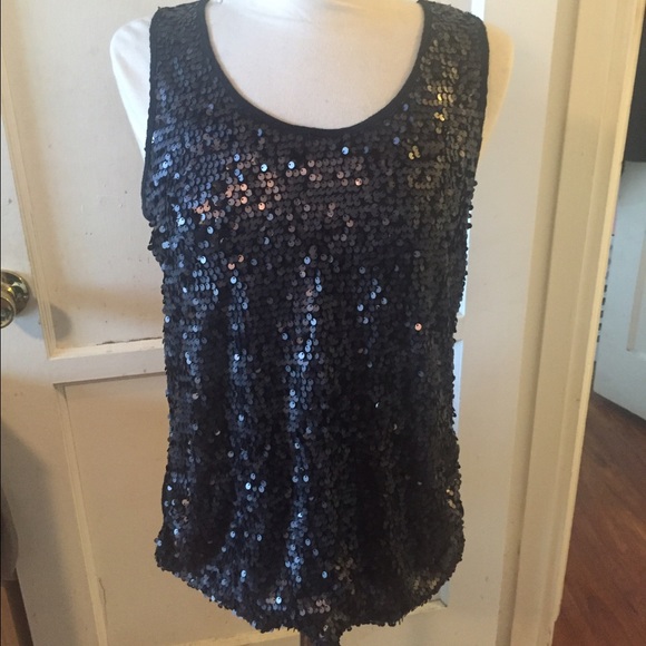Black sequined club sleeveless club shirt
