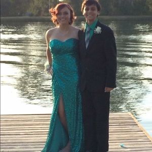 Emerald Green Sequence Prom Dress