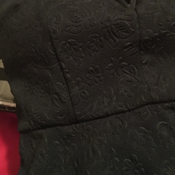 Strapless Black Mini Dress w/Floral Emboss Detail - Picture 4 of 4