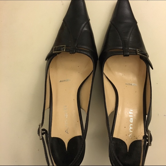 Alfani black leather sling back