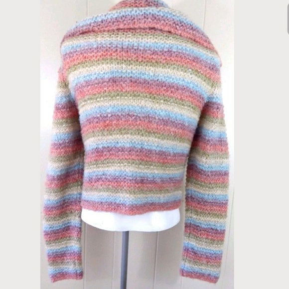 Free People Rainbow Stripe Crop Retro Sweater - Picture 2 of 3
