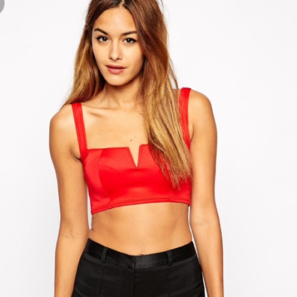💋Oh My Love plunge front red crop top 💋