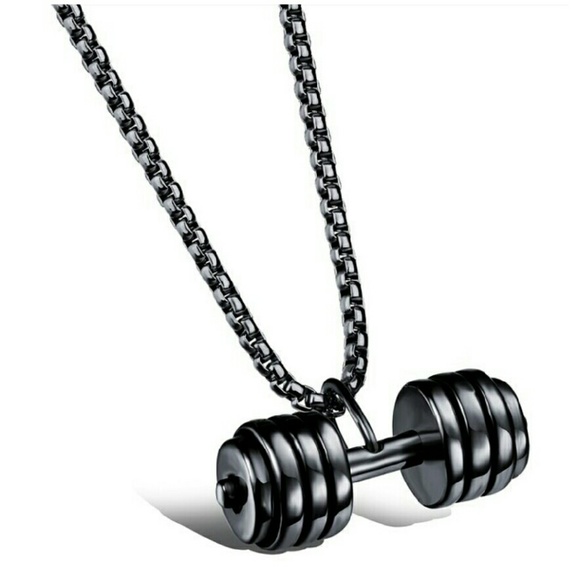 Gold Titanium Barbell Chain necklace