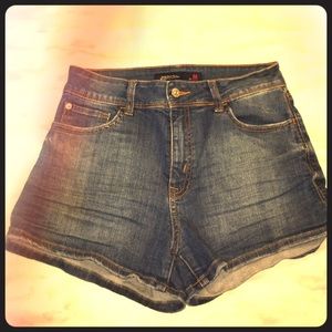 High waisted denim shorts