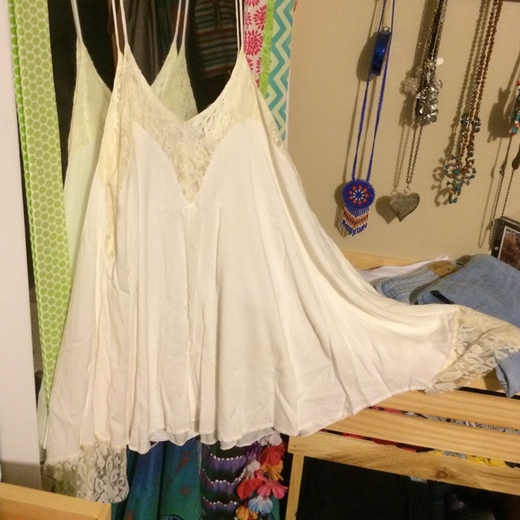 white with lace flowy dress