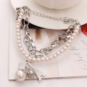 Faux Pearl Eiffel Tower Charm Bracelet
