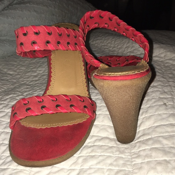 Auth-Marc Jacobs red suede and leather wedges - Picture 3 of 4