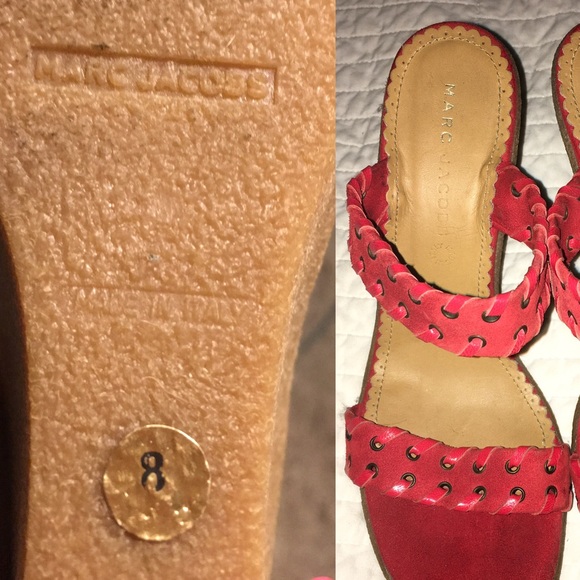 Auth-Marc Jacobs red suede and leather wedges - Picture 4 of 4