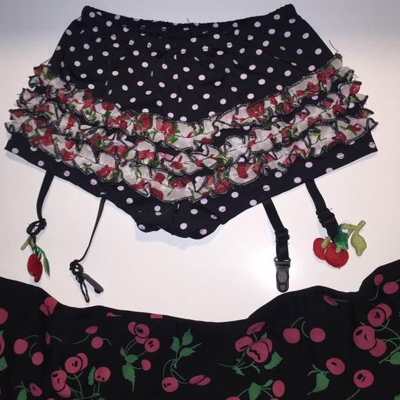 Polka Dot & Cherry Ruffled Garter Shorts n' Socks