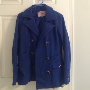 Blue peacoat from Nordstrom.