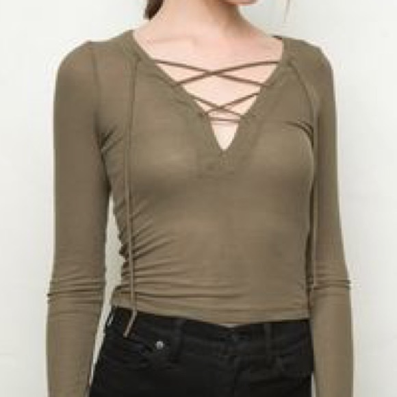 Army Green Lace Up top