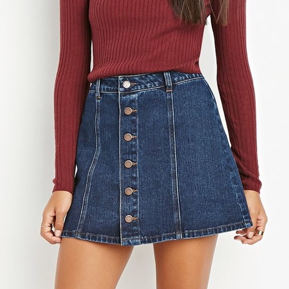 Life in Progress a-line denim skirt w/ buttons